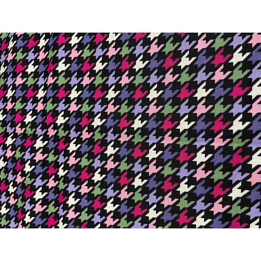 David Textiles Fabric Geometric Black Pink Purple Green‎ Remnant 60" x 40"
